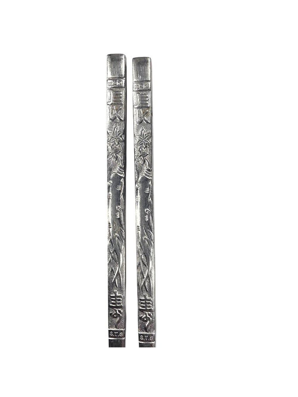 Embossed Stainless Steel Chopsticks Floral Durable Reusable 18/10 Grade